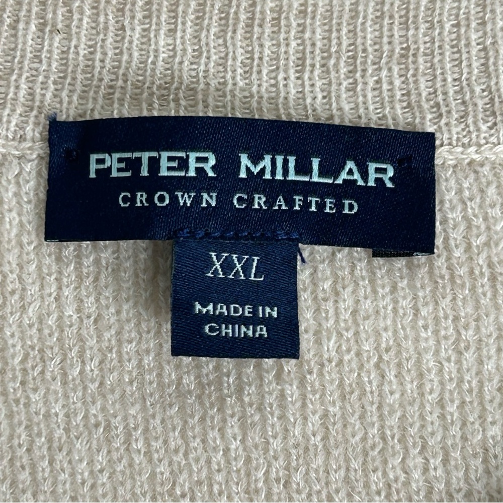 PETER MILLAR Men XXL Crown Crafted Camden Wool Cashmere Linen Gray Cream Sweater - Picture 4 of 11